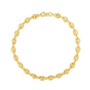 14K Solid Gold Puffy Link Bracelet